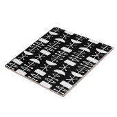 アトミック時代抽象芸術シンボル白黒 タイル (側面)