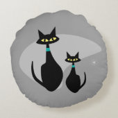 アトミック時代MCMレトロキャット1950のカスタム色 ラウンドクッション (裏面)