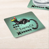 アトミック未来的な跳躍キャットラウンジ スクエアペーパーコースター (アングル)