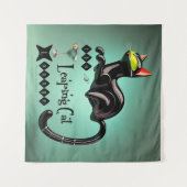 アトミック未来的な跳躍キャットラウンジ タペストリー (正面(横))