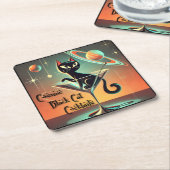 アトミック未来的コズミックブラックキャットカクテル スクエアペーパーコースター (アングル)