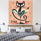 アトミック未来的宇宙エイジブラックキャットマルティーニ キャンバスプリント (インサイチュ (寝室))