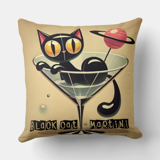 アトミック未来的宇宙エイジブラックキャットマルティーニ クッション (裏面)
