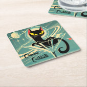 アトミック未来的宇宙エイジブラックキャットマルティーニ スクエアペーパーコースター (アングル)