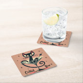 アトミック未来的宇宙エイジブラックキャットマルティーニ スクエアペーパーコースター (インサイチュ)