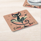 アトミック未来的宇宙エイジブラックキャットマルティーニ スクエアペーパーコースター (アングル)