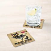 アトミック未来的宇宙エイジブラックキャットマルティーニ スクエアペーパーコースター (インサイチュ)