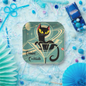 アトミック未来的宇宙エイジブラックキャットマルティーニ ペーパープレート (パーティー)