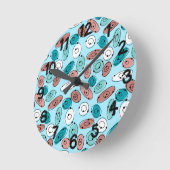 アトミック楕円ターコイズ ラウンド壁時計 (傾斜)