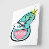 アトミック調理器デザインウォールクロック スクエア壁時計 (傾斜)