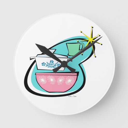 アトミック調理器デザインウォールクロック ラウンド壁時計 (正面)