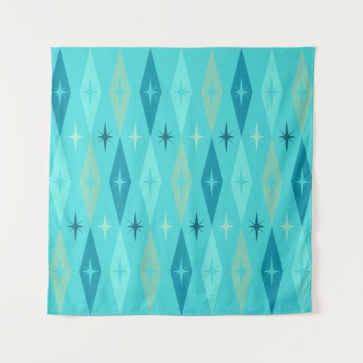 アトミック1950のダイアモンスターズターコイズ タペストリー (正面)