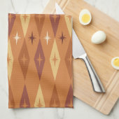 アトミック1950のダイヤモンド星オレンジ キッチンタオル (四つ折り)