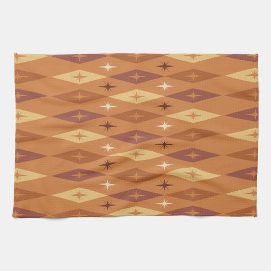 アトミック1950のダイヤモンド星オレンジ キッチンタオル (横)