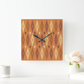 アトミック1950のダイヤモンド星オレンジ スクエア壁時計 (ホーム)