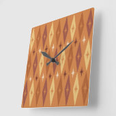 アトミック1950のダイヤモンド星オレンジ スクエア壁時計 (傾斜)