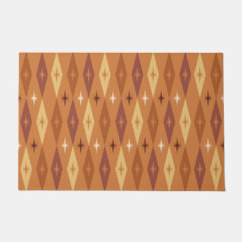 アトミック1950のダイヤモンド星オレンジ ドアマット