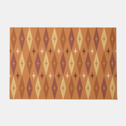 アトミック1950のダイヤモンド星オレンジ ドアマット (正面)