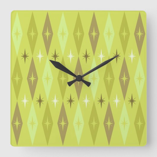 アトミック1950のダイヤモンド星シャートレウス スクエア壁時計 (正面)