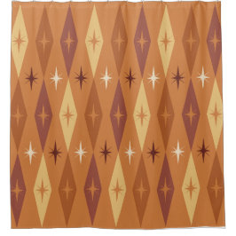 アトミック1950年代 ダイヤモンド スター オレンジ シャワーカーテン