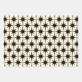 アトミック・エージモダンクリームとブラックの中スターバスト ラッピングペーパーシート (正面2)