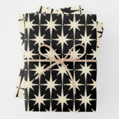 アトミック・エージモダンクリームとブラックの中スターバスト ラッピングペーパーシート (インサイチュ)