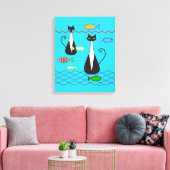 アトミック・キャッツ魚釣り キャンバスプリント (インサイチュ (リビング))
