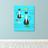 アトミック・キャッツ魚釣り キャンバスプリント (インサイチュ (ウッドフロア))