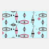 アトミック・ピンクとグレー・パターンのスタンプ 長方形シール (正面)