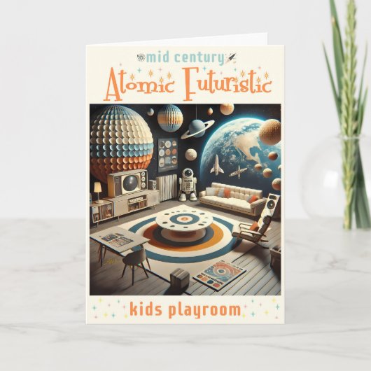 アトミック・フューチャリスティックな宇宙時代の子供部屋 カード (正面)