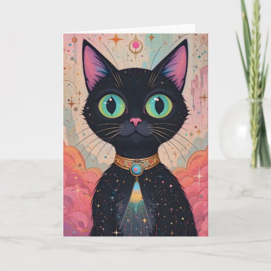 アトミック フューチャリスティック コズミック 黒猫 宇宙 カード (正面)