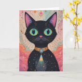 アトミック フューチャリスティック コズミック 黒猫 宇宙 カード (黄色い花)