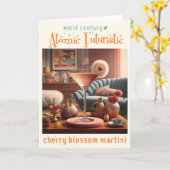 アトミック フューチュリスティック 桜の花のマーティニー カード (黄色い花)