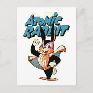 アトミック・ラビットおもしろいマンガアートのスーパーヒーロー ポストカード