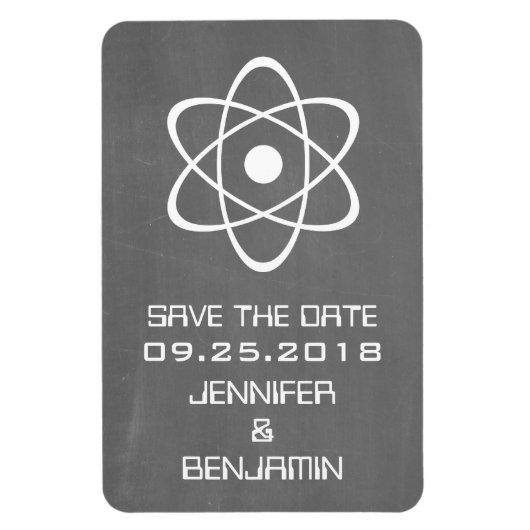 アトミックChalkboard日付磁石を保存，アイボリー マグネット (縦)