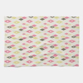アトミックMCMダイヤモンドパターンピンク、黄、緑 キッチンタオル (横)