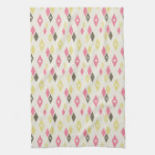 アトミックMCMダイヤモンドパターンピンク、黄、緑 キッチンタオル (縦)