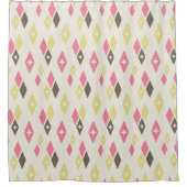 アトミックMCMダイヤモンドパターンピンク、黄、緑 シャワーカーテン (正面)