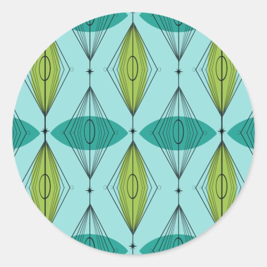 アトミックOgee & スターバストラウンドステッカー ラウンドシール (正面)