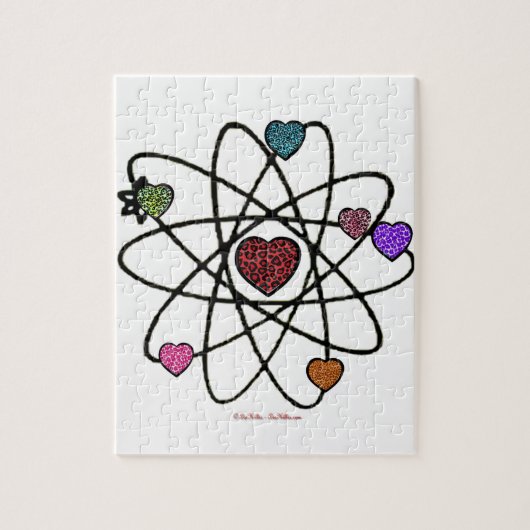 アトミックValentine Leopardプリントハート ジグソーパズル (縦)