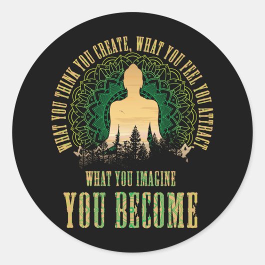 アトラクションの法則スピリチュアル仏座禅ヨガ ラウンドシール (正面)