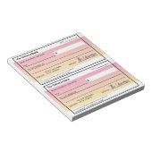 アトラクションピンクのグラデーションの空白のチェック ノートパッド (アングル)