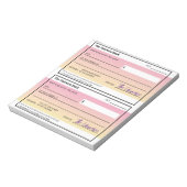 アトラクションピンクのグラデーションの空白のチェック ノートパッド (回転)