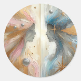 アトラクション抽象芸術印象主義アートステッカー ラウンドシール