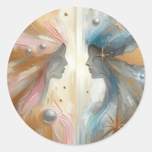 アトラクション抽象芸術印象主義アートステッカー ラウンドシール (正面)