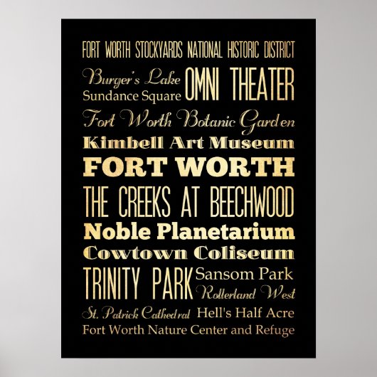 アトラクション&フォートワースの有名な場所,テキサス州 ポスター (正面)
