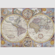 アトラス世界地図ヴィンテージ20x30デコページ