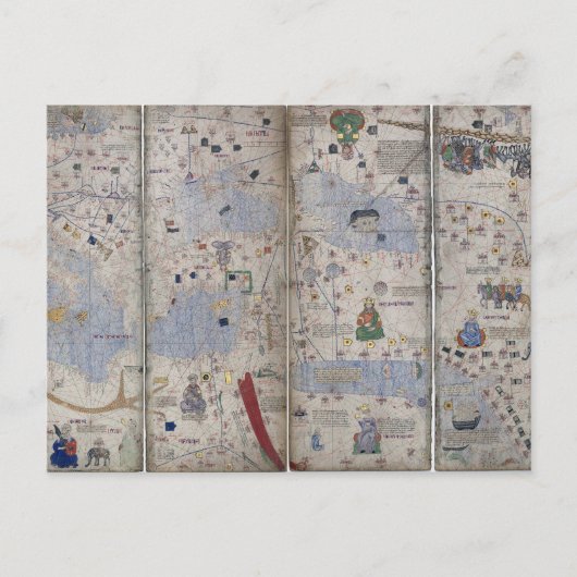 アトラス・カタルーニャ世界地図14th c.アブラハム・クレスクス ポストカード (正面)