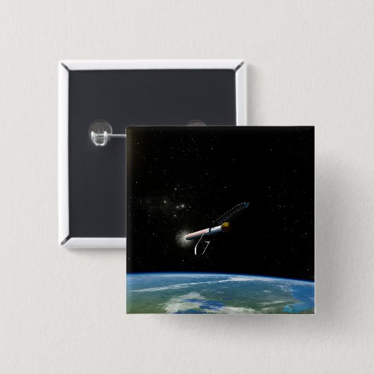 アトラスV541軌道上のロケットを打ち上げる。 缶バッジ (正面&裏面)