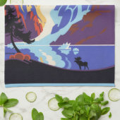 アトランとユーコン ヴィンテージ アラスカ 旅行 ポスター キッチンタオル (折り畳み)